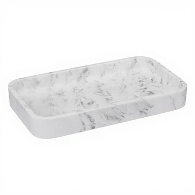 5five Léa Plateau de rangement effet marbre 19 cm Blanc