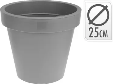 Nampook Plastic Bloempot - Grijs, 25 cm