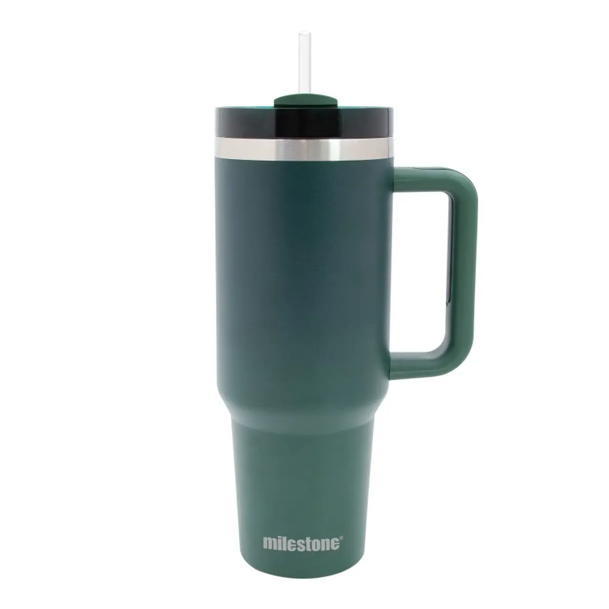 Milestone Travel Mug & Straw with Handle Stainless Steel Double Walled Evergreen 1200ml image 0