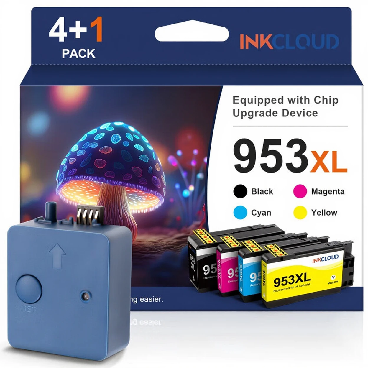 INKCLOUD 953XL Cartouches d'encre compatibles pour HP 953 avec système de puce avancé pour Officejet Pro 7720、7730、7740、8210、8218、8710、8715、8718、8720、8725、8728、8730、8740 - Noir, magenta, cyan et jaune image 0