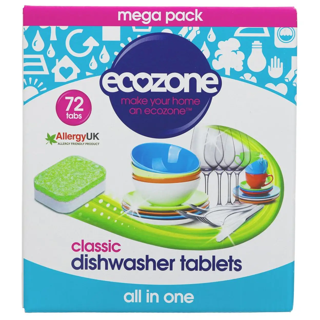 Ecozone All In One Classic Dishwasher Tablets, 72 Tabs image 0