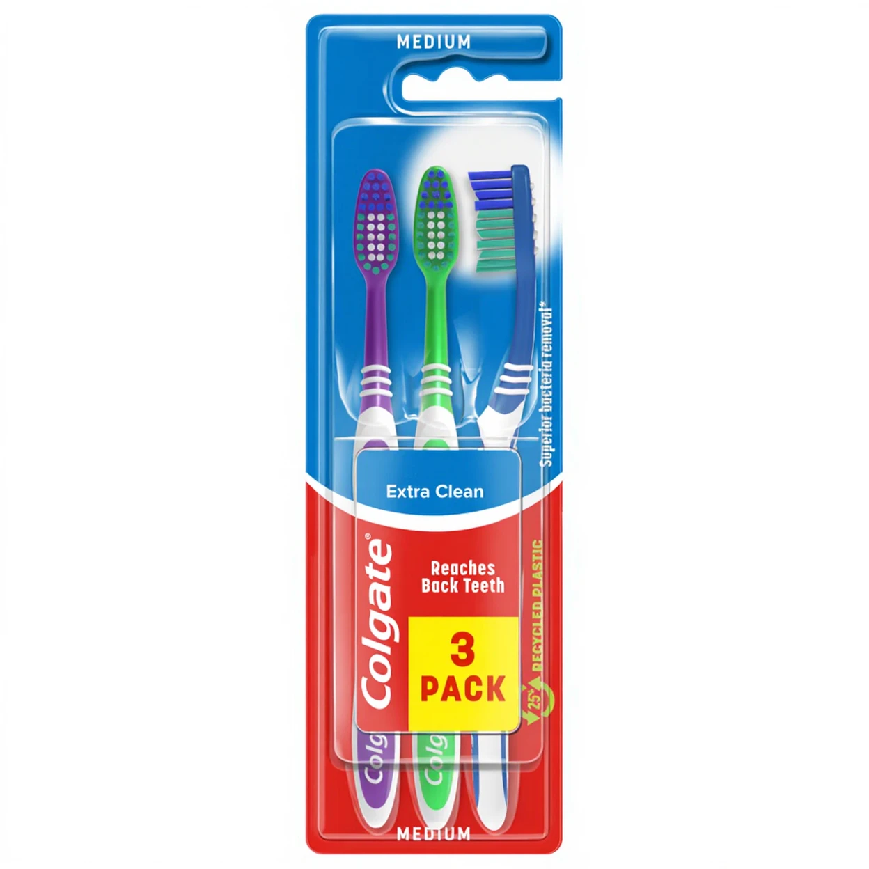 Colgate Extra Clean Medium Manual Toothbrush 3 Pieces image 0