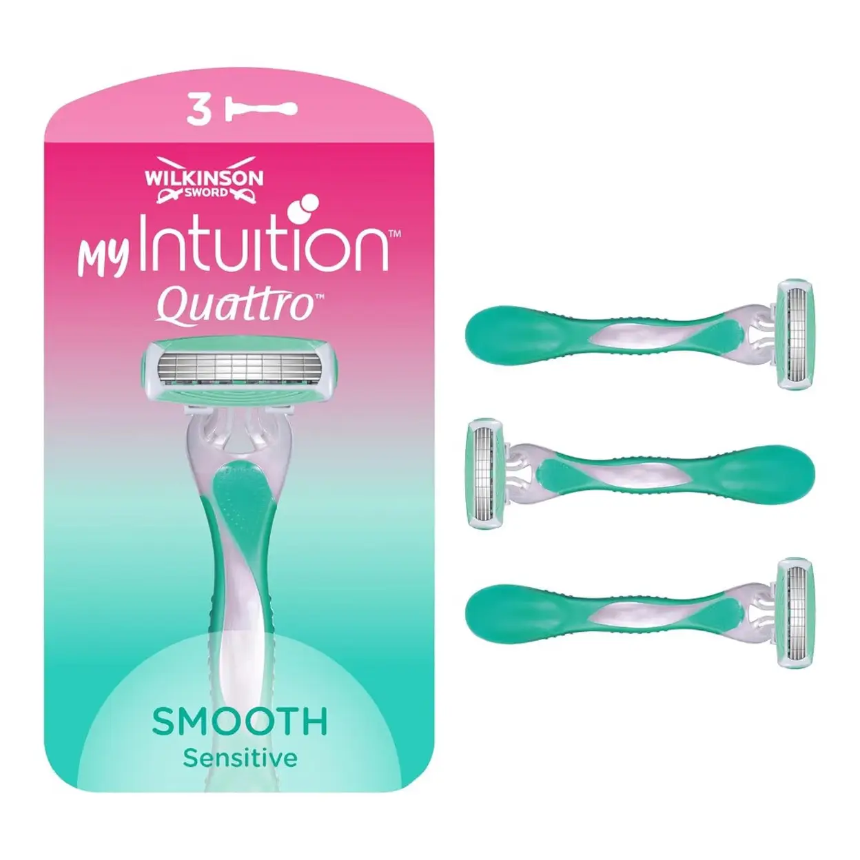 Wilkinson Quattro Intuition Smooth Sensitive Shaver For Women 3 Packs image 0