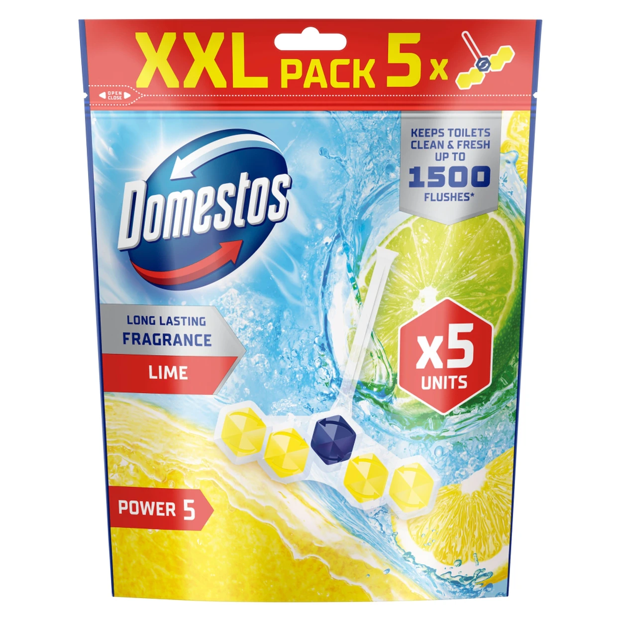 Domestos Power Toilet Rim Block, Lime, 5 Packs image 0
