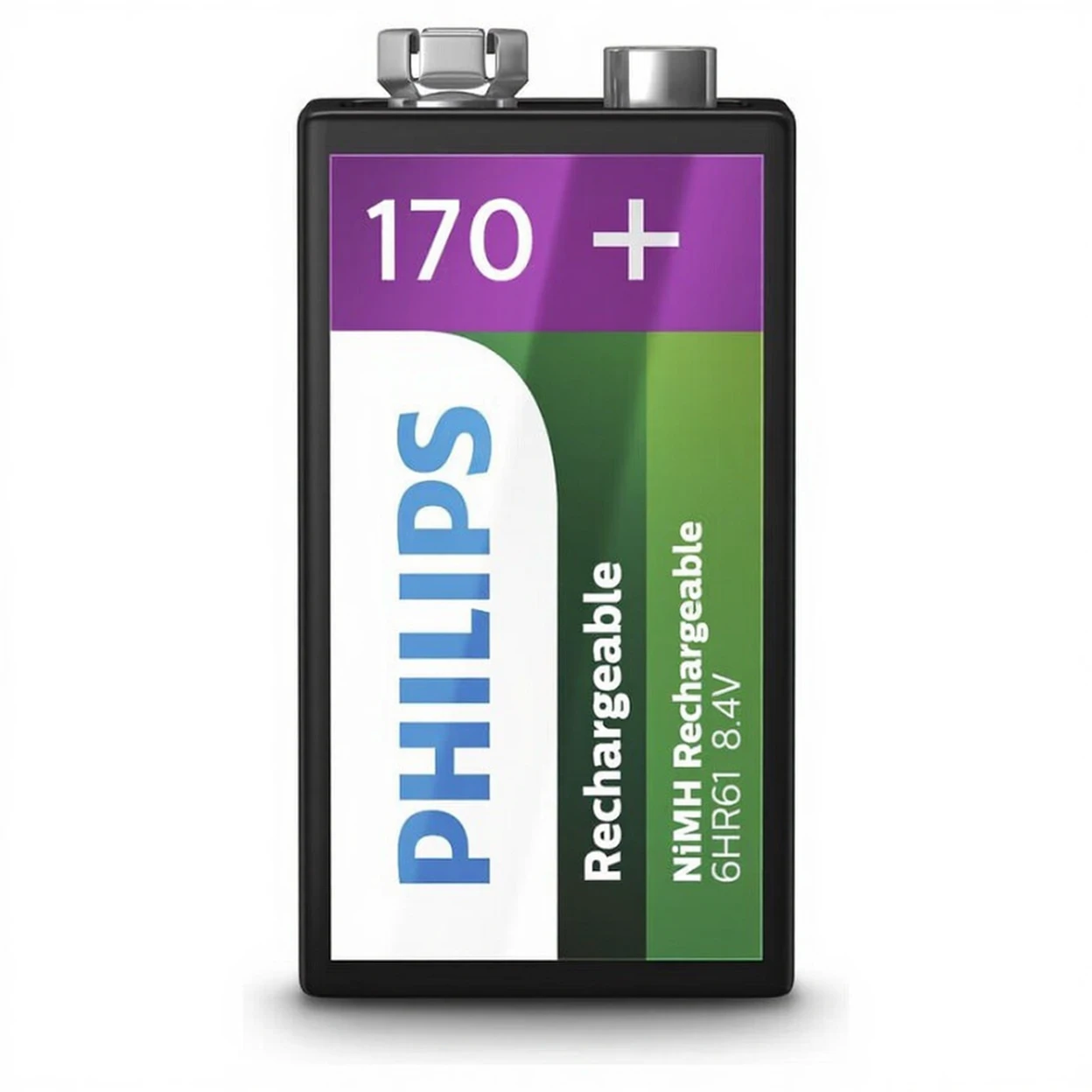 PHILIPS 9VB1A17 - Pile 9V Rechargeable - 1 pièce 200 mAh - Longue Durée Écologique image 0