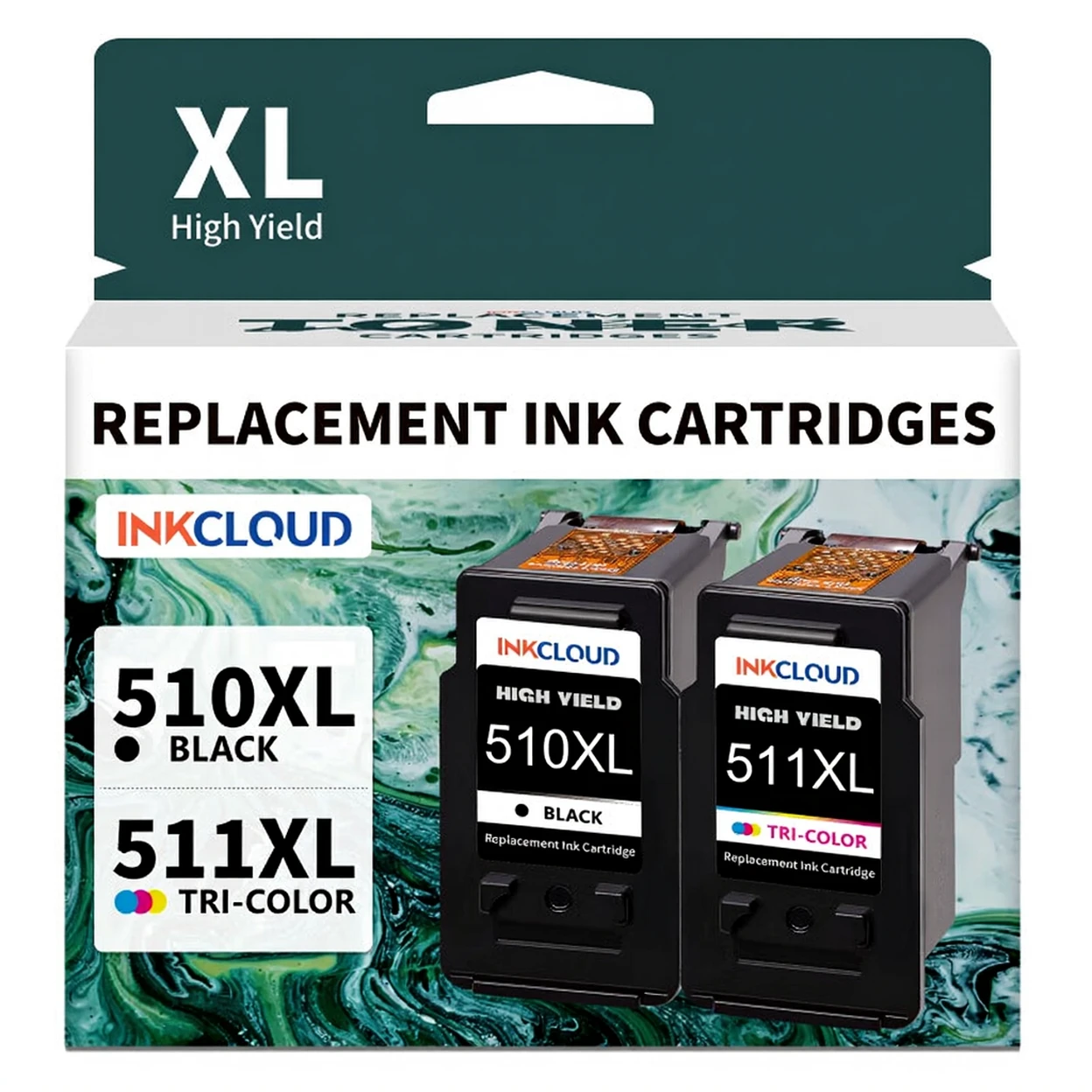 inkcloud 510XL/511XL Cartouches d'encre pour Canon Pixma MP495 iP2700 - Noir, tri-couleur image 0