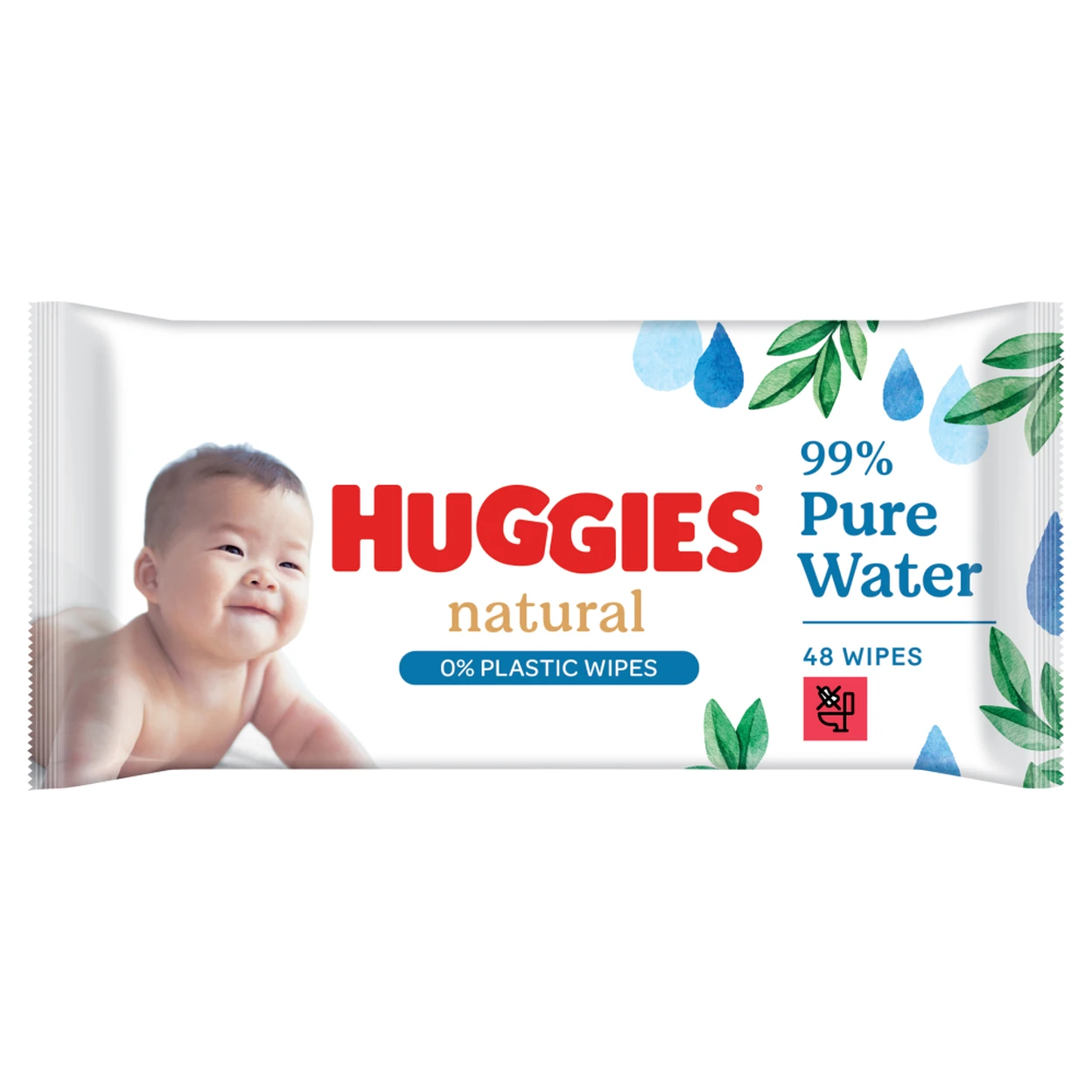 Huggies Natural Biodegradable 48 Baby Wipes image 0