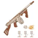 Robotime ROKR Submachine Gun Model Kit Wooden 3D Puzzle Toys,Home decoration, bookshelf decoration,Craft Gifts for Adults and Teens,Educational toys image 1