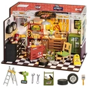 Robotime Rolife Garage Workshop DIY Dollhouse Kit 24x14.9x17.1cm 1PC,Home decoration, bookshelf decoration,Craft Gifts for Adults and Teens,Educational toys image 1