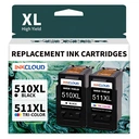 inkcloud 510XL/511XL Cartouches d'encre pour Canon Pixma MP495 iP2700 - Noir, tri-couleur image 0