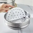 COOKER KING 110pcs Steamer Paper Steamer Buns Mat Food Grad Oil Paper 18 cm Non-Stick Disposable image 1