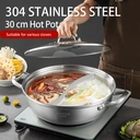 Maxcook 3-Layer 304 Stainless Steel Double-Flavor Hot Pot - With Glass Lid - 30cm image 1