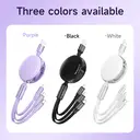 HOCO 3-in-1 Retractable Charging Cable - USB-A to Lightning/ USB-C/ Micro-USB - 1M - White image 3