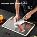 Maxcook 304 Stainless Steel Antibacterial Wheat Straw Double Sided Chopping Board Cutting Board - 25 x 36 cm image 7