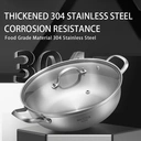 Maxcook 3-Layer 304 Stainless Steel Double-Flavor Hot Pot - With Glass Lid - 30cm image 2