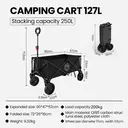 ochama Collapsible Compact Camping Wagon 127L Black, 200kg Load Capacity, 250L Stackable Capacity, Dual Brake 360° Swivel Wheels, Space-Saving Storage, Heavy-Duty Spray-Painted Steel Tubes, Perfect for Camping, Picnics, Vending, Shopping, Grocery Runs & Moving image 8