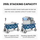ochama Collapsible Compact Camping Wagon 127L Black, 200kg Load Capacity, 250L Stackable Capacity, Dual Brake 360° Swivel Wheels, Space-Saving Storage, Heavy-Duty Spray-Painted Steel Tubes, Perfect for Camping, Picnics, Vending, Shopping, Grocery Runs & Moving image 3