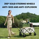 ochama Collapsible Compact Camping Wagon 127L Black, 200kg Load Capacity, 250L Stackable Capacity, Dual Brake 360° Swivel Wheels, Space-Saving Storage, Heavy-Duty Spray-Painted Steel Tubes, Perfect for Camping, Picnics, Vending, Shopping, Grocery Runs & Moving image 6