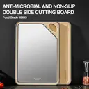 Maxcook 304 Stainless Steel Antibacterial Wheat Straw Double Sided Chopping Board Cutting Board - 25 x 36 cm image 2