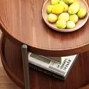 Huacan Table d’appoint mobile à roulettes - Finition noyer image 3