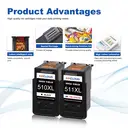 inkcloud 510XL/511XL Cartouches d'encre pour Canon Pixma MP495 iP2700 - Noir, tri-couleur image 2