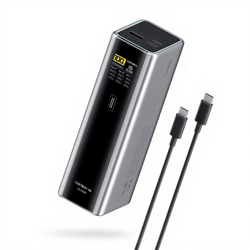 CUKTECH 15 Ultra Power Bank, 20000mAh 140W Laptop Oplader, 3-Port USB C Oplader, PD3.1 Snellaad PB200U Kleur: Grijs