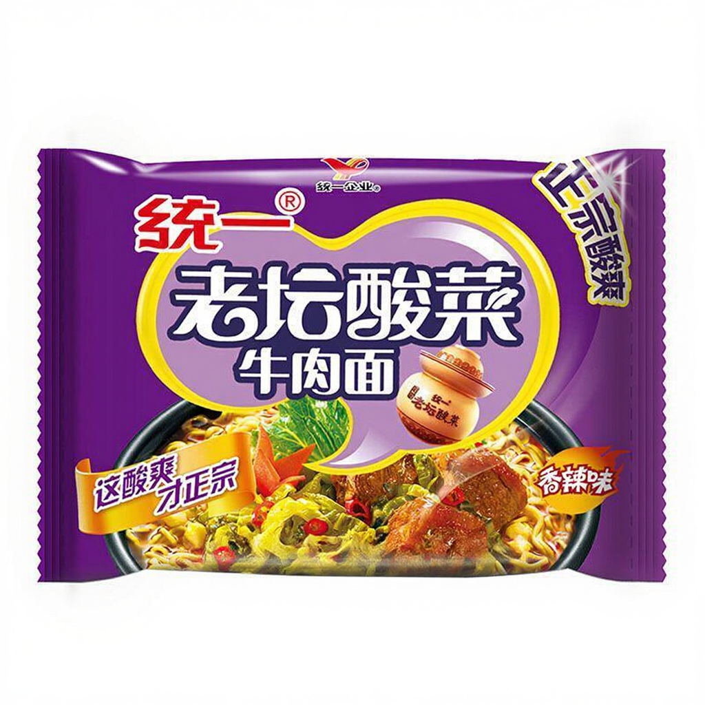 Tongyi Lao Tan Emmer Bucket Instant Gefermenteerde Kool Rundvleesnoedels 119g Verpakt
