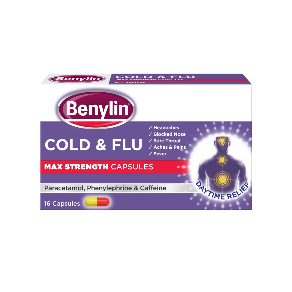 Benylin Cold & Flu Max Strength Cold & Flu Relief Capsules - 16 ...