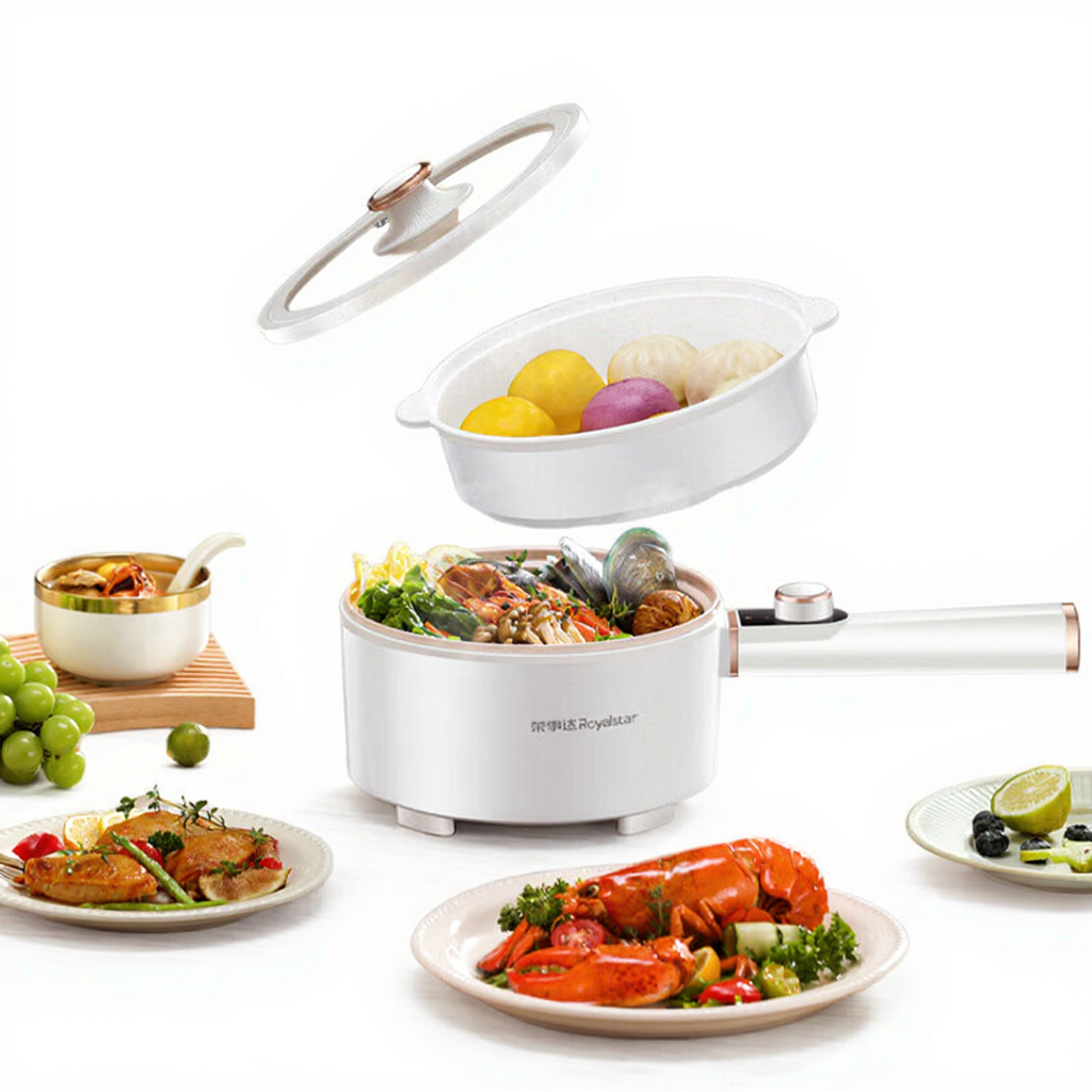 Royalstar Multikocher, elektrischer Reisetopf & Wokpfanne, 2,8 l Fassungsvermögen, 1000 W, 23 cm Durchmesser