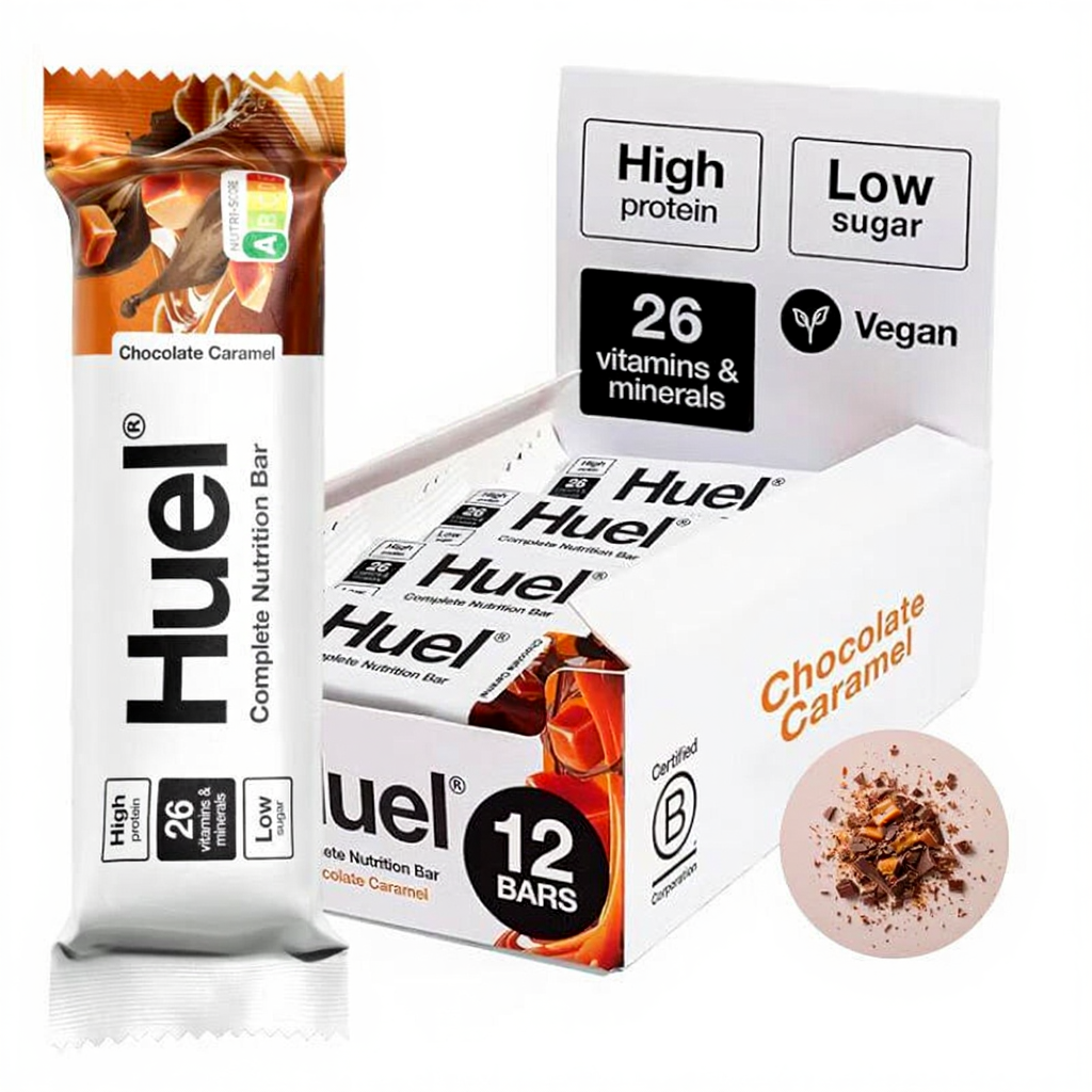 Huel Complete Nutrition Bars, Chocolate Caramel, 55g, Pack of 12