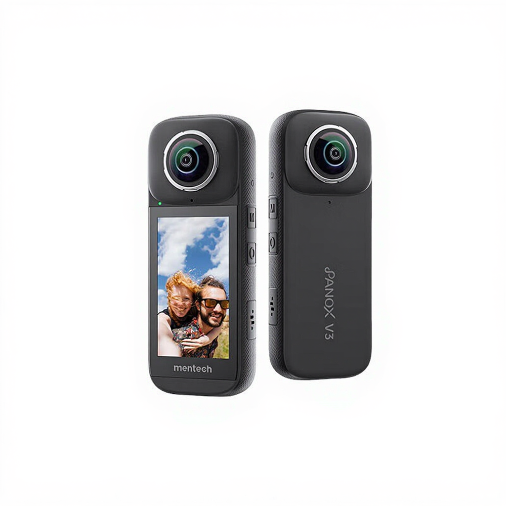 Mentech PanoX V3 Waterproof 8K 360 Action Camera, 12K 360 Photo, 5s Transmission, in-Camera Editing, Invisible Selfie Stick Effect, Stabilization, Built-in GPS, 3.0" Touchscreen, 4K Live Streaming