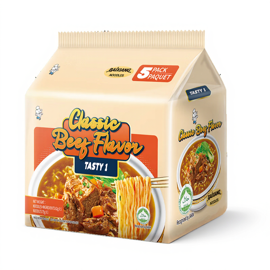 Bai Xiang Klassieke Runderbouillonnoedels Zak 82g*5