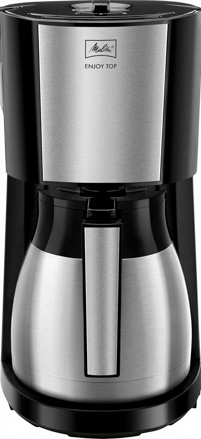 Melitta Enjoy Top Therm - Kaffeemaschine mit Thermokanne aus Edelstahl, Filterkaffeemaschine mit Tropfstopp, für bis zu 10 Tassen Kaffee, edelstahl/schwarz