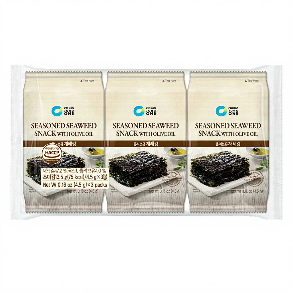Chung Jung One CJW Algensnack mit Olivenöl 4,5 g*3