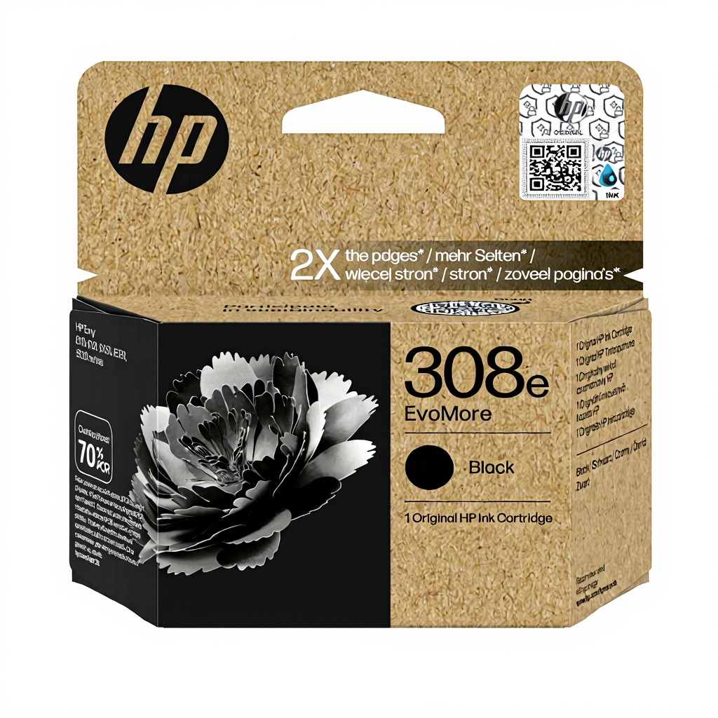 HP 308e EvoMore Black Original Ink Cartridge, compatible with HP Envy 6120e printer