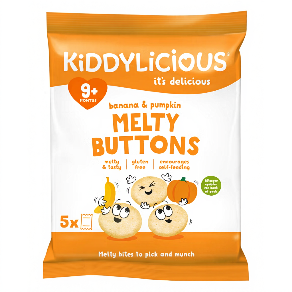 Kiddylicious Banana & Pumpkin Melty Buttons 9+ Months 5 x 6g