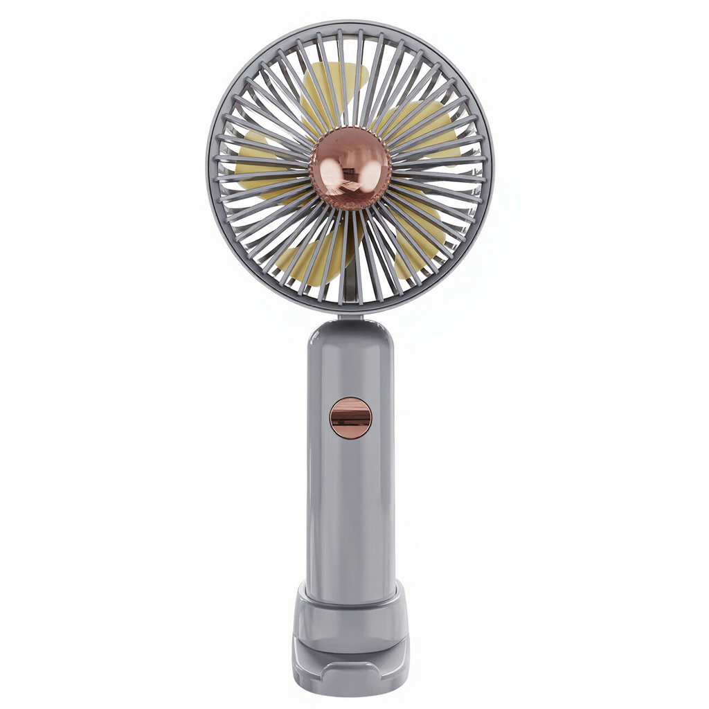 Handheld Fan with Phone Holder, Grey, Mini Hand Fan Silent, Small Desk Fan Folding, Battery Operated Fans, Electric Travel Fan with Phone Stand 