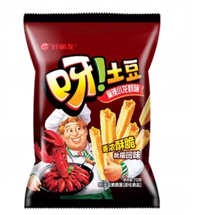 Orion French fries Spicy flavour 70g 呀!土豆-麻辣小龙虾味70g