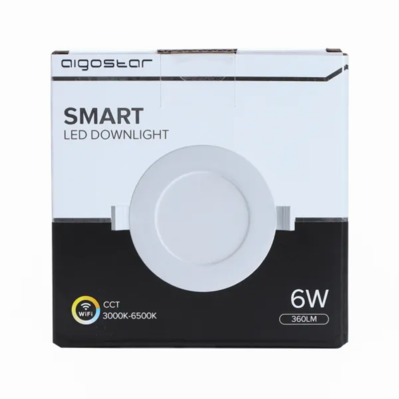 Aigostar WiFi Smart LED Slim Downlight 6W CCT 3000K-6500K φ: 115mm 360lm