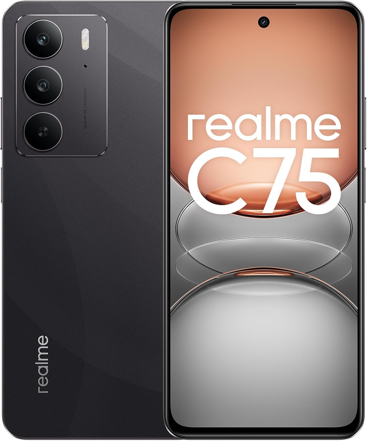 realme C75 - Smartphone with 8GB RAM + 256GB ROM, 6.72" IPS LCD 90Hz Display, 50MP Dual Camera, MediaTek Helio G92 Max Processor, 6000mAh Large Capacity Battery, Storm Black