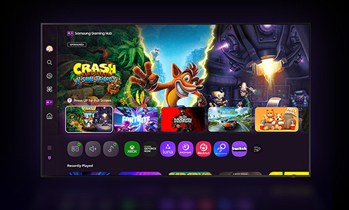 Nutze Samsung Tizen OS™ jetzt als komfortable Schnittstelle zu deinen bevorzugten Cloud-Gaming-Plattformen, Konsolenspielen und Stand-alone-Apps.