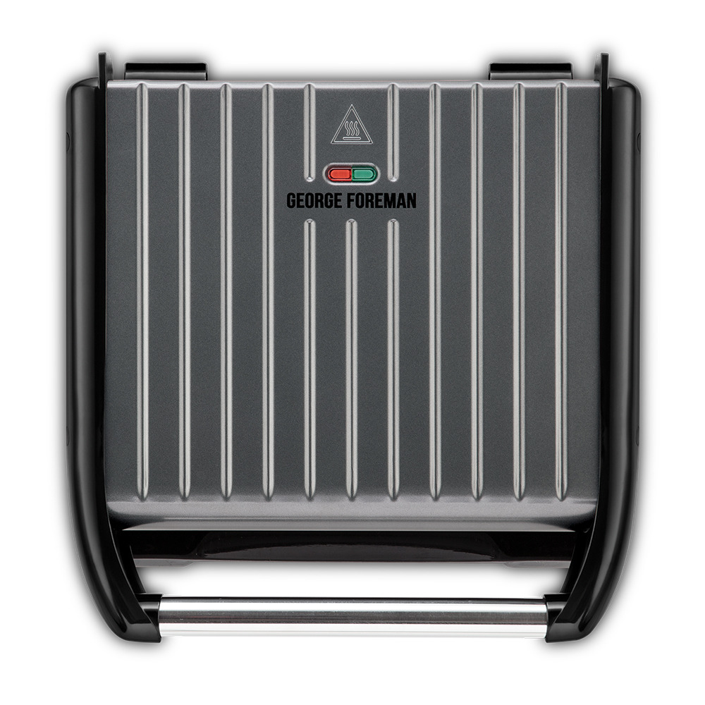 George Foreman Steel Grill - Large, Grey, Non Stick, Compact, Fast Heat Up, Energy Saving, Adjustable, Stylish - 25051