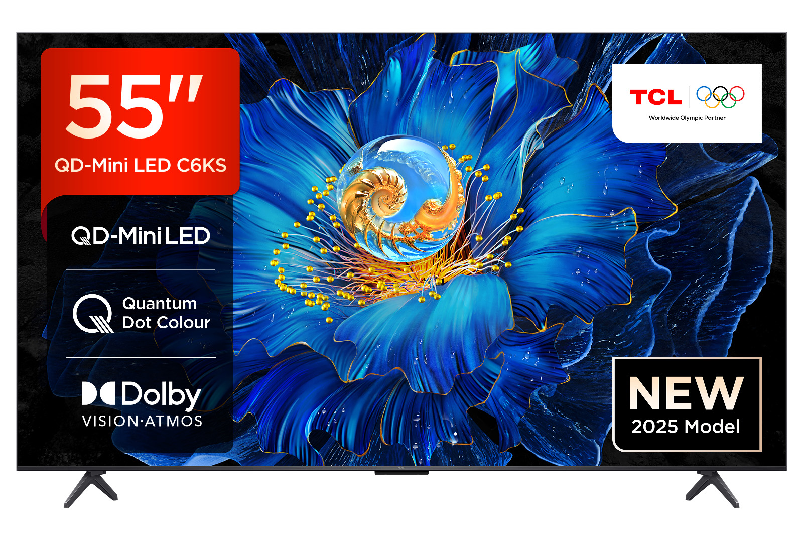 TCL 55C6KS 55” QD-Mini LED TV, 4K HDR Premium, Smart TV Powered by Google TV (Dolby Vision & Atmos, Onkyo 2.1 Sound System, Game Master, Hands-Free Voice Control, compatible with Google Assistant, Apple AirPlay 2 & Alexa)