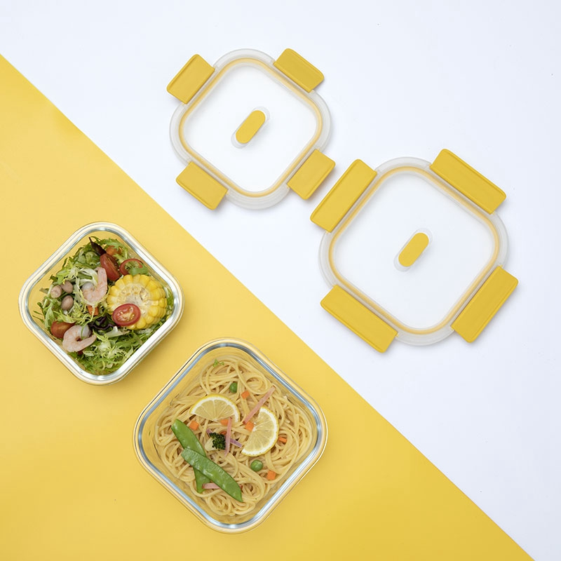 Citylife Lot de 3 boîtes à lunch en verre résistantes aux hautes températures, boîte à bento de grande capacité, carrées et scellées - 320/520/800 ml