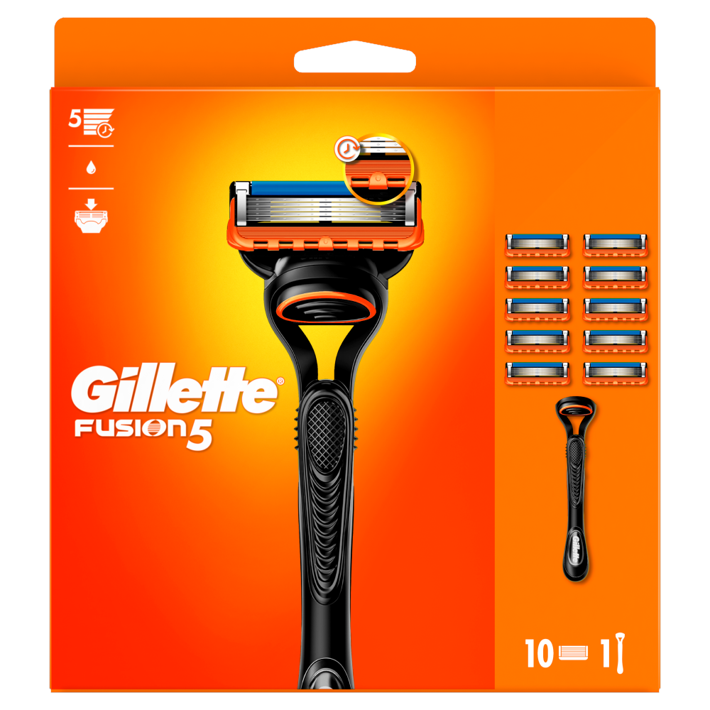 Gillette Fusion5 Razor for Men, 1 Gillette Razor, 10 Blade Refills