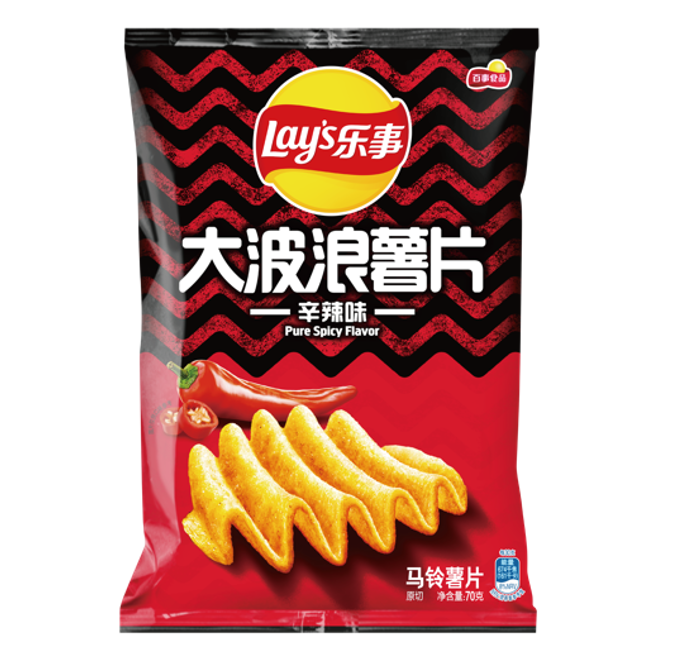 Lays Big Wave Potato Chips Spicy flavour 70g 乐事大波浪薯片辛辣味 70g