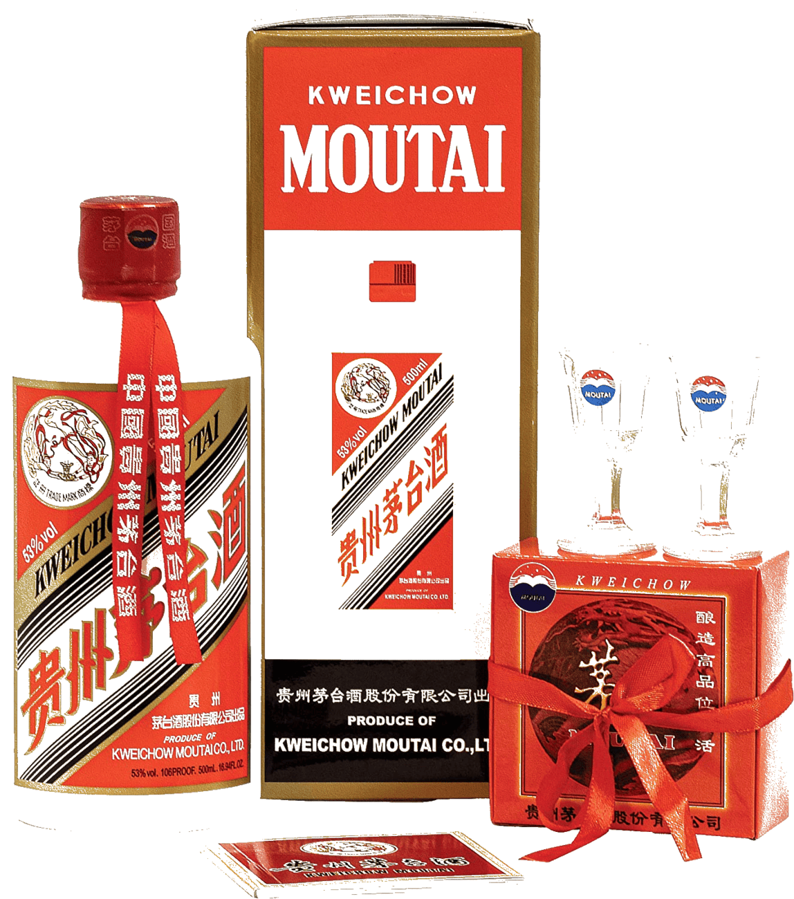 KweiChow Mou Tai Feitian 500ml (53% Alc./Vol)(two wine cups included）