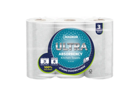 Magnum Ultra Absorbency Kitchen Towel 3-Ply 3 Rolls