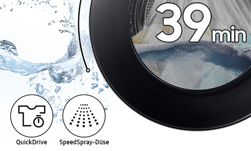 Mit dem SuperSpeed Programm kannst du 5 kg Alltagswäsche in nur 39 Minuten gründlich waschen.⁴