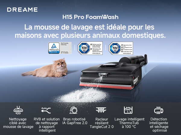 La mousse de lavage est idéale pour les maisons avec plusieurs animaux domestiques.
